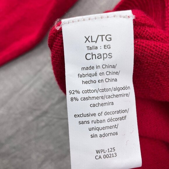 Chaps Ralph Lauren Sweater Men‎ XLarge 46 Red Crest Cotton Cashmere Classic NWT - Picture 12 of 13